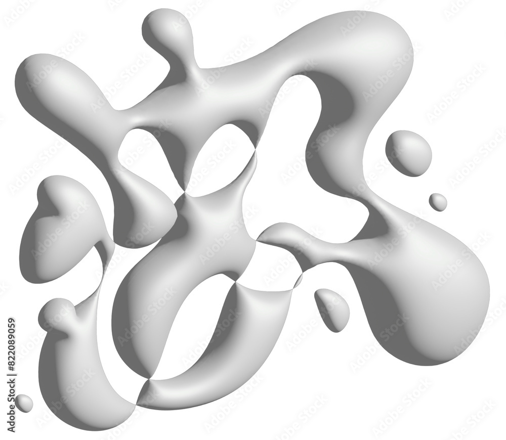 Poster y2k abstract liquid shapes. white inflated object. 3d inflatable. wave inflated element with the pla