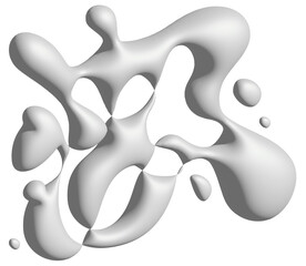 Y2k abstract liquid shapes. White Inflated object. 3D Inflatable. Wave Inflated element with the plasticine effect. Inflated metal objects. Realistic render elements set. PNG