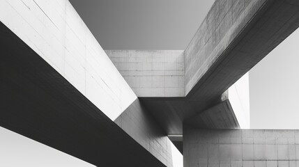 Sleek Minimalistic Abstract Architecture Wallpaper, Black and White