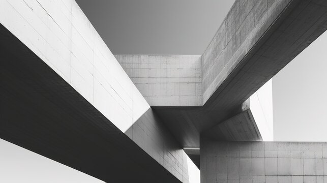 Sleek Minimalistic Abstract Architecture Wallpaper, Black and White