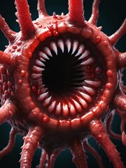 3d illustration of a monster virus on dark background