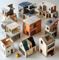 Group of model houses to represent the rental and purchase - sale of real estate. Concept: housing