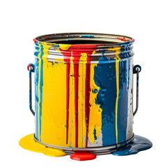 Open Can of Paint With Drips Isolated on Transparent Background, PNG, Cut Out.