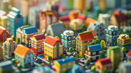 Obraz premium A city made of blocks but not your typical these are blockchain building blocks revolutionizing the way properties are bought and sold.
