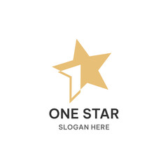 ONE STAR LOGO CONCEPT. STAR AND NUMBER ONE VECTOR ILLUSTRATION