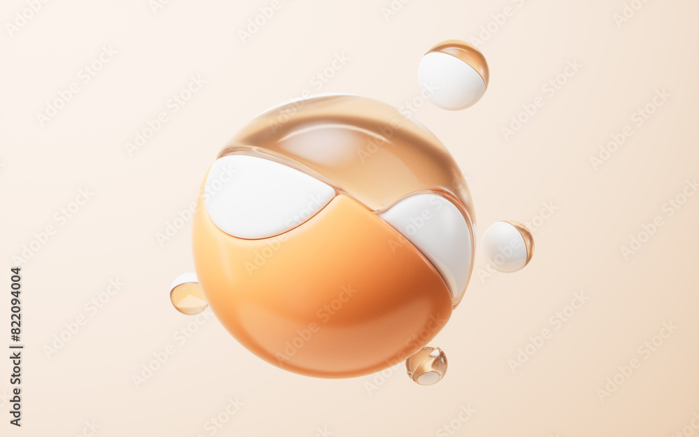 Poster abstract round ball with geometry background, 3d rendering.