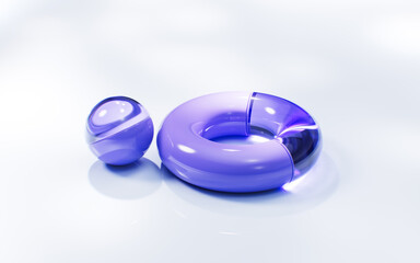 Abstract torus shape glass geometry, 3d rendering.