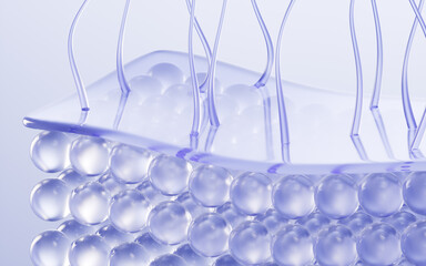 Skin cell background with cosmetics concept, 3d rendering.