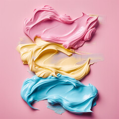 Cosmetic skincare applies a colorful creamy background dessert. 