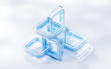 Abstract transparent glass geometry background, 3d rendering.
