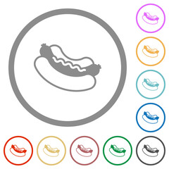 Hot dog flat icons with outlines