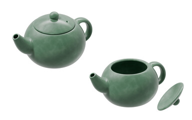 Chinese style teapot and teacup, 3d rendering.