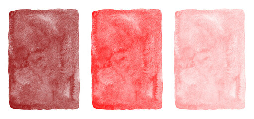 Red watercolor backgrounds set. Hand drawn maroon, blush pink, scarlet watercolour textures with aquarelle stains. Painted rectangle social media, text frame templates collection. Artistic edge.