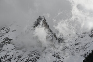 Storm on the top of the mountain in the Dolomites, Italy