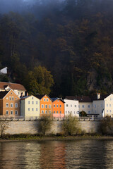 Fototapeta premium Colorful houses reflected in a river