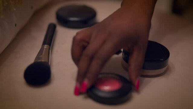 Young Woman With Curly Hair Posting Recording A Video on Social Media