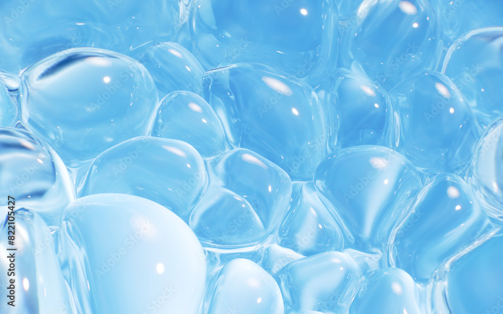 Poster inflating soft bubbles background, 3d rendering.
