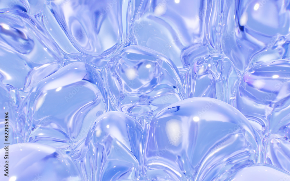 Poster inflating soft bubbles background, 3d rendering.