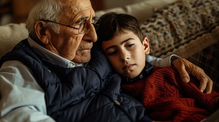 Fototapeta premium A cozy grandfather wearing a navy sunglasses UHD wallpaper