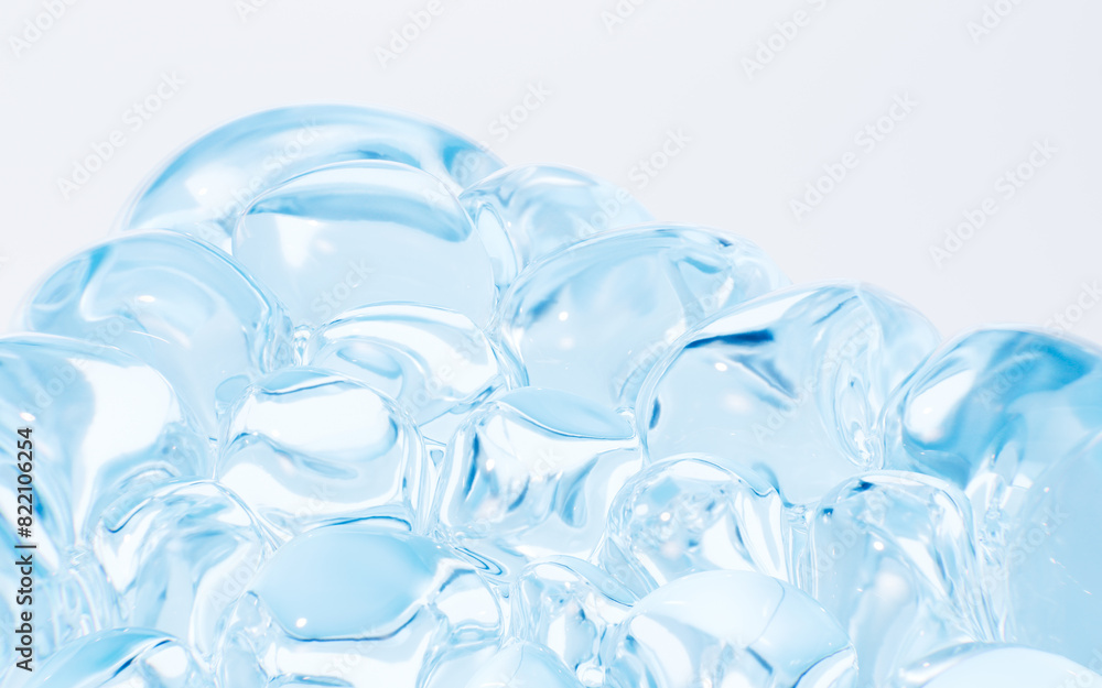 Poster inflating soft bubbles background, 3d rendering.