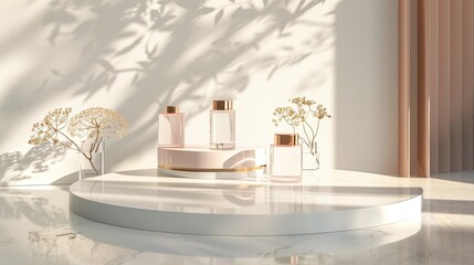 Chic Acrylic Podium, front view focus, with a modern style, perfect for highlighting wellness and spa products