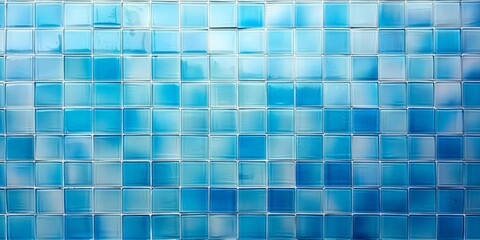 Fototapeta premium Light blue ceramic tile background, square tiles wall , bathroom or floor interior decoration, Design geometric mosaic texture. Simple seamless pattern 