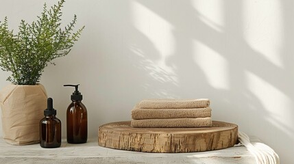 Sustainable Hemp Podium, front view focus, with an ecoconscious design, excellent for presenting wellness and spa products