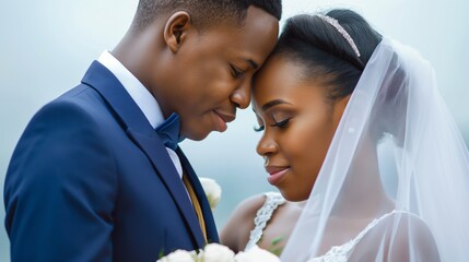 Portrait of a bride and groom on their wedding day