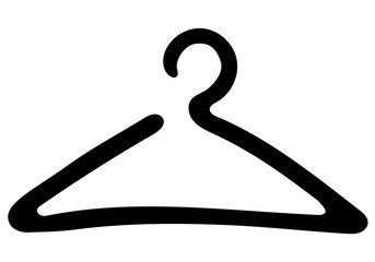 Clothes Hanger. Black and white Icon. Hand drawn vector illustration.
