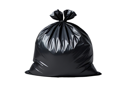 Collection of PNG. Black garbage bag isolated on a transparent background.