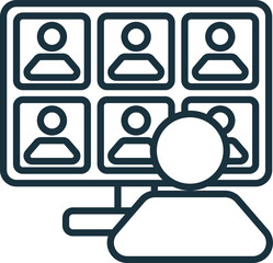Virtual Meetings icon. Monochrome simple Remote Work icon for templates, web design and infographics