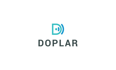 Letter D Technological radiation wave network connection logo 