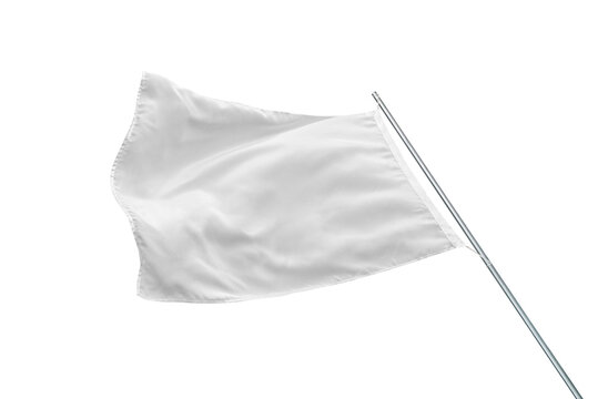 A white flag flutters in the wind, isolated, transparent. Perfect for state or advertising flag mockup