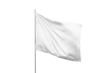 Transparent white flag mockup in the wind, perfect for national flag or design presentations and advertising with a clean, blank surface