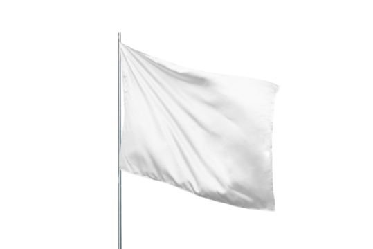 Transparent white flag mockup in the wind, perfect for national flag or design presentations and advertising with a clean, blank surface