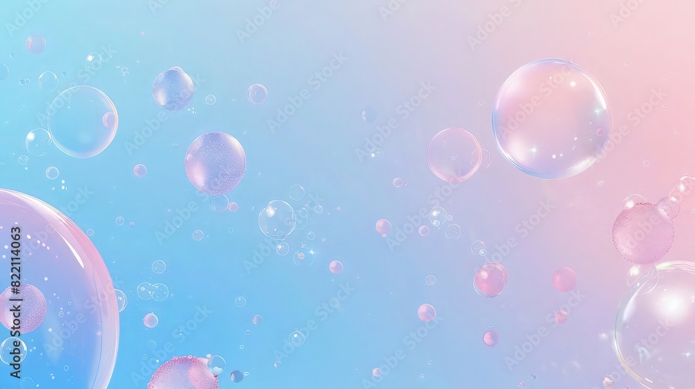 Poster a refreshing background featuring shiny bubbles in cool shades of shade of p and aqua blue, evoking 