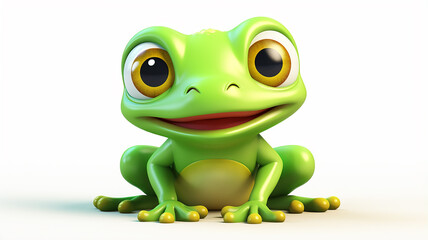 Obraz premium cute cartoon frog with big eyes and smile, illustration for kids