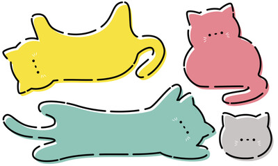 カラフルでポップな猫のフレームセット3