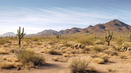 Beautiful desert plains with grass accompanied by blue skies