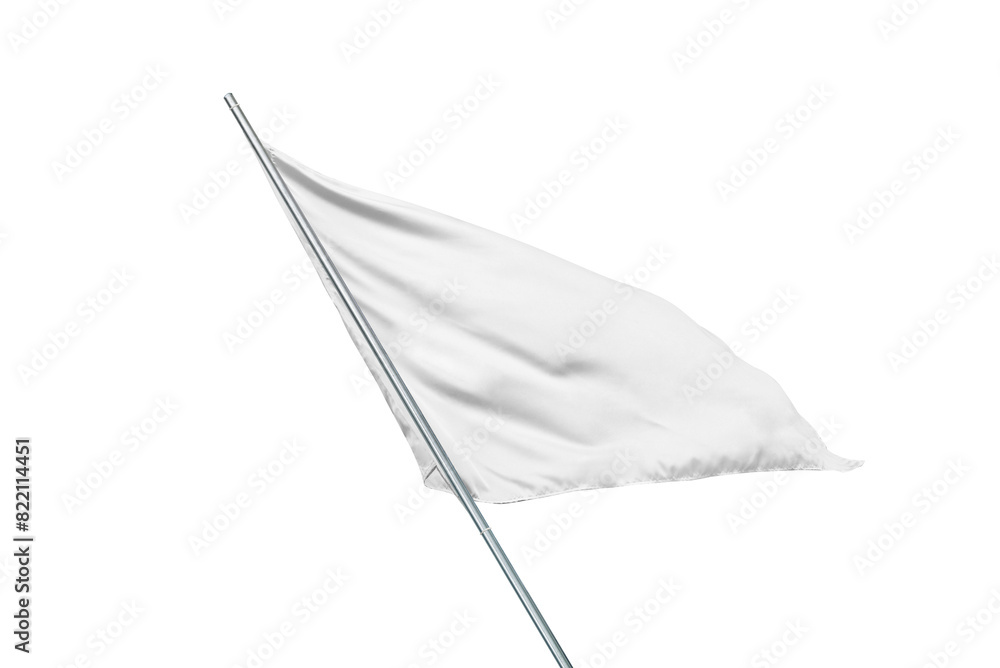 Poster white flag mockup fluttering in the wind, perfect for national flag or design, advertising with clea