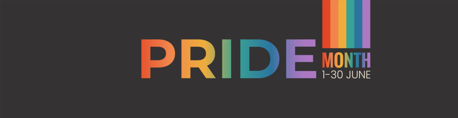 LGBTQ pride month banner template with rainbow flag. Gay parade celebration. Vector illustration