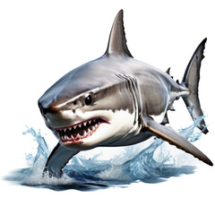 White sharks are like the hawks of the sea. isolated. Generative AI