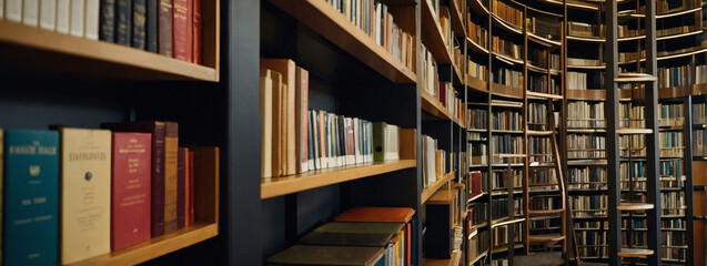 Library's Literary Hub, Circular Bookcase Housing Diverse Reads