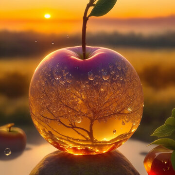 apple in glass apple in water 