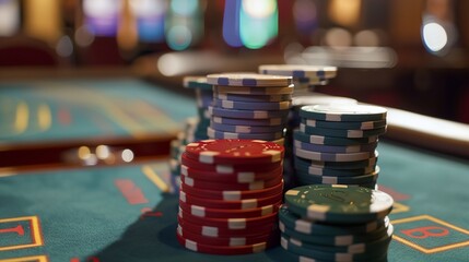 a table with a bunch of chips