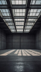 Modern industrial background, Empty concrete room with ceiling skylight