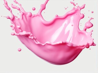 Pink milk splash on white background,splash of liquid,,  Splash of pink milk or pink cream