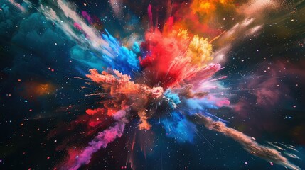 Abstract painting. Colorful powder explosion.