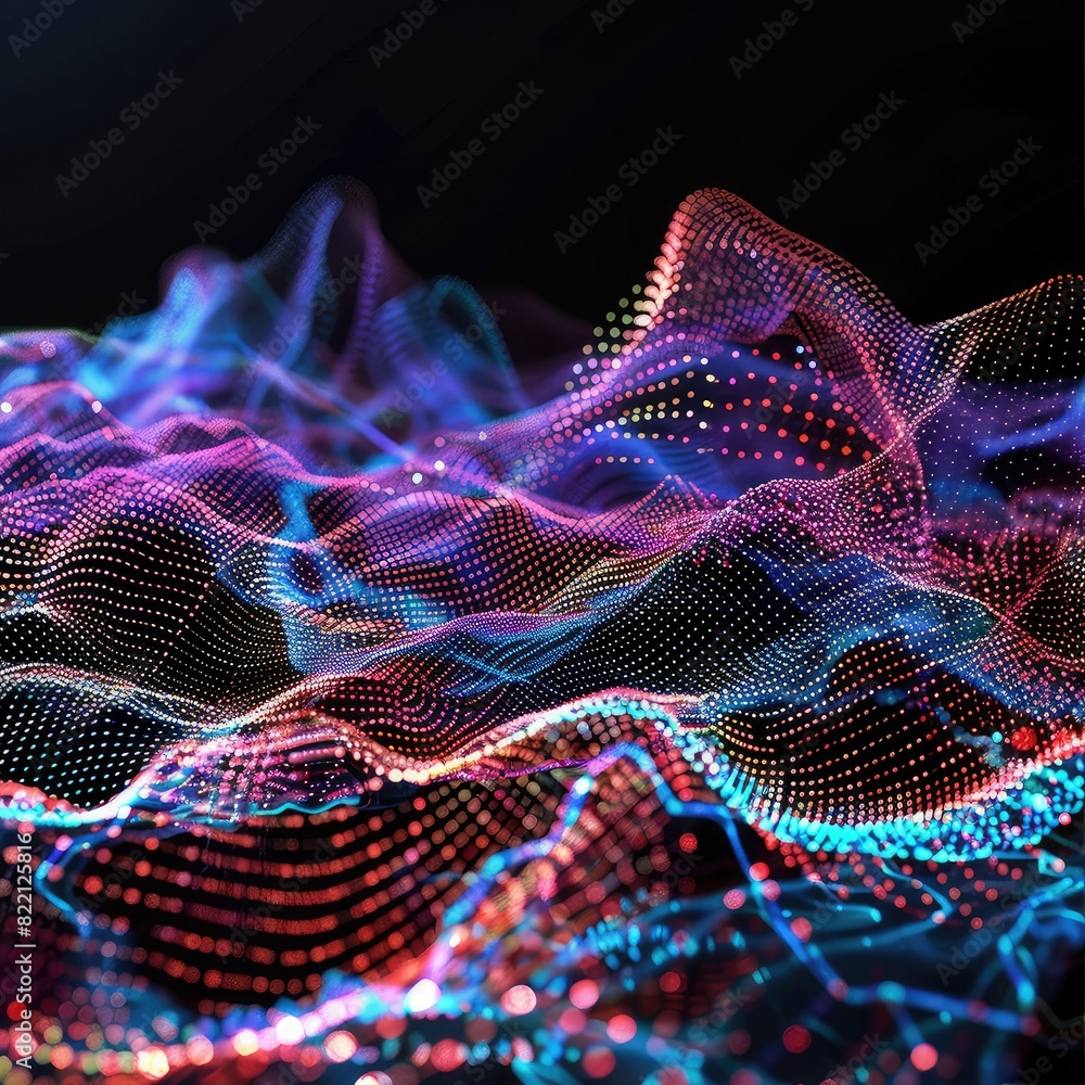 Poster abstract glowing futuristic wave. character rendering