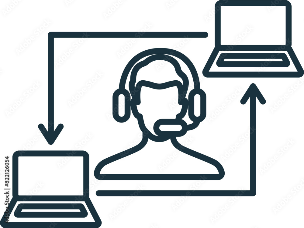 Poster remote customer support icon. monochrome simple remote work icon for templates, web design and infog